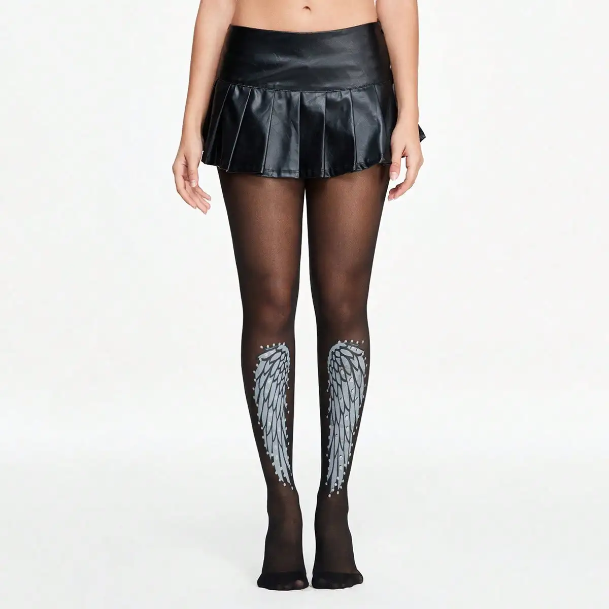 1 Creative Angel Wing Printed Silk Stockings for Women, 20D Anti Hook Silk Pantyhose
