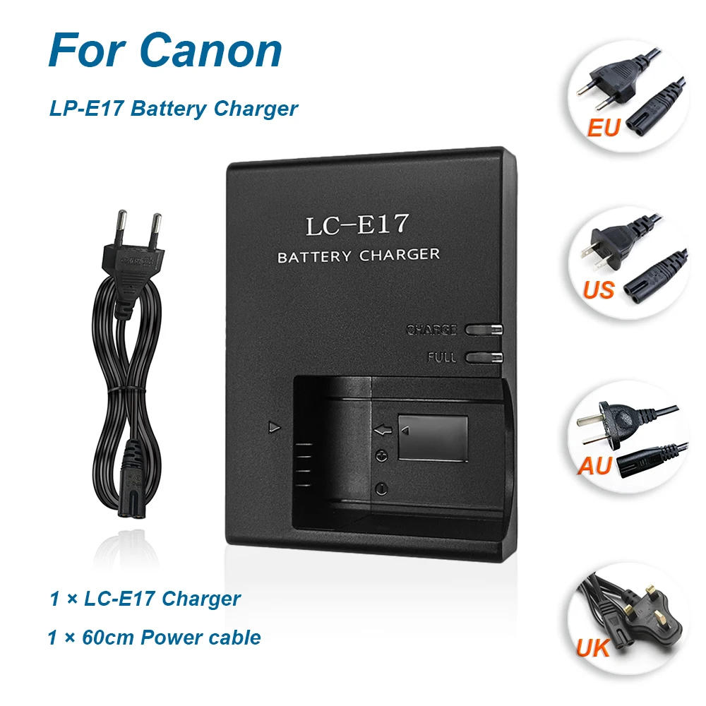 LC-E17 Battery Charger for Canon LP-E17 - for EOS R50 R8 R10 250D R100 M3 M5 M6 760D 750D 800D 77D 200D Camera