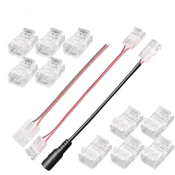 2 Pin 8mm 10mm LED Strips Connector Strip to Strip Power Wire Jumper Connectors Connect Terminal for 5050 2835 SMD COB Tape Lamp