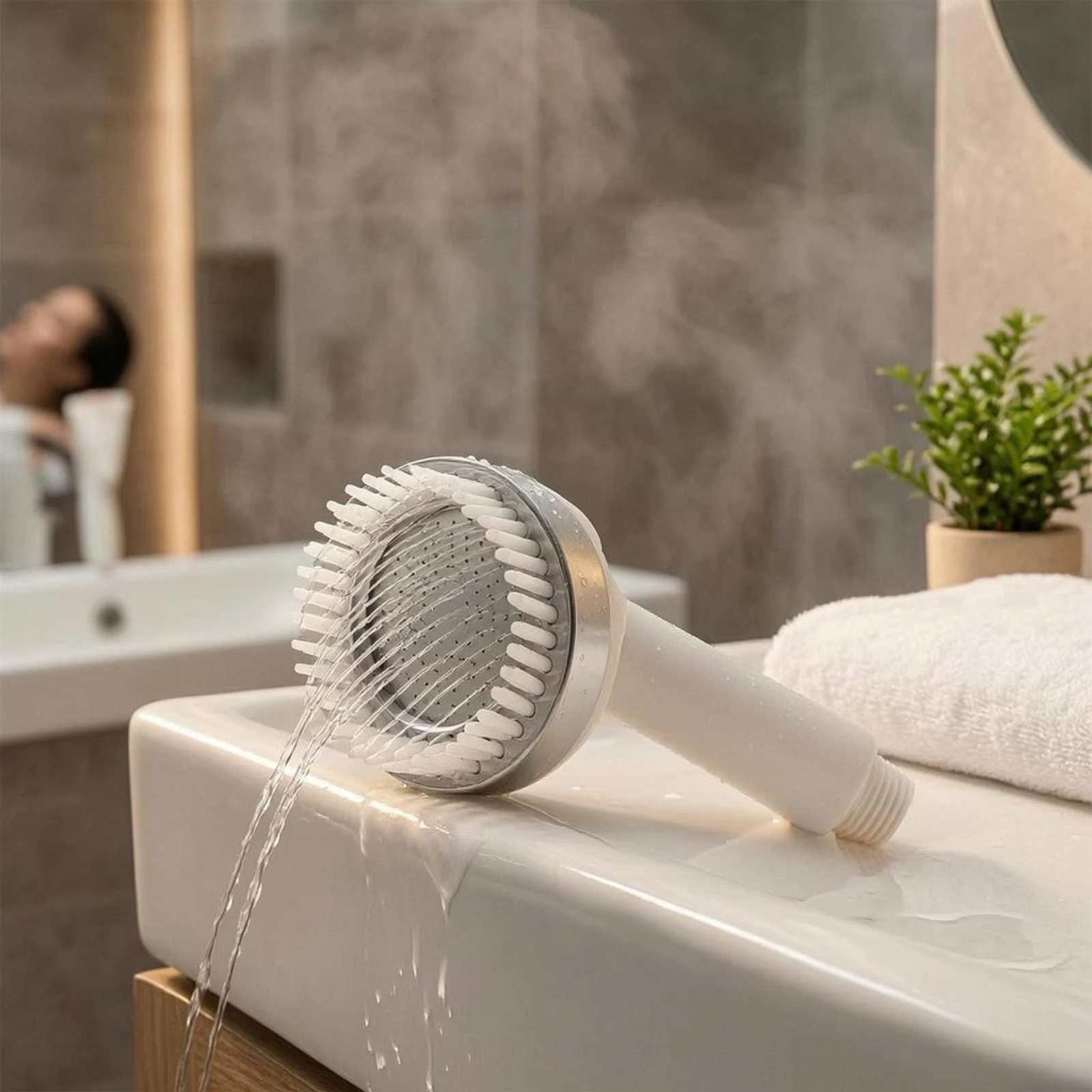 Shampoo Basin Shower Head Multiple Spray Holes Massage Shower Head Bathroom Fixture Metal-Like Trim Threaded Connection