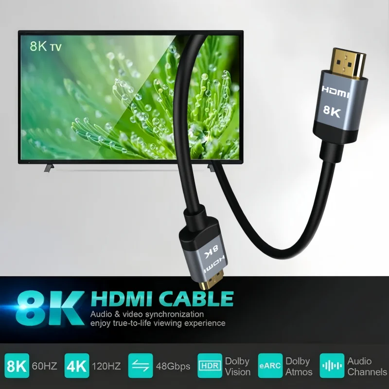 MIZIQIER Short 8K HDMI 2.1 Cables 48Gbps High Speed Cord-4K@120Hz 8K@60Hz Compatible With Roku TV/PS5/PS4/HDTV/RTX 3080 3090