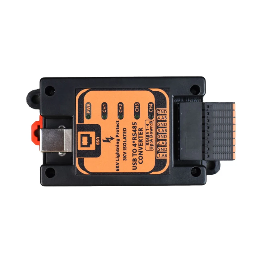 Conversor USB para 4 RS485/4 RS232 com proteção contra raios e isolamento