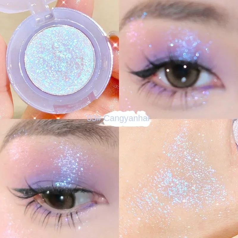 Ins Xixi Monochrome Eye Shadow Glitter Pearlescent Diamond Eyeshadow Palette Highlight Powder Cosmetic Accessories