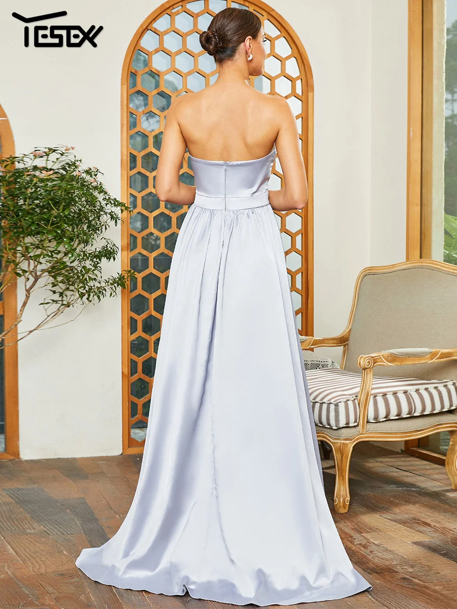 Nouvelle Robe de Soirée en Satin Gris Coupe A-Line Yesexy Été 2026 – Robe de Cocktail de Luxe de Haute Qualité pour Mariage et Fête d'Anniversaire