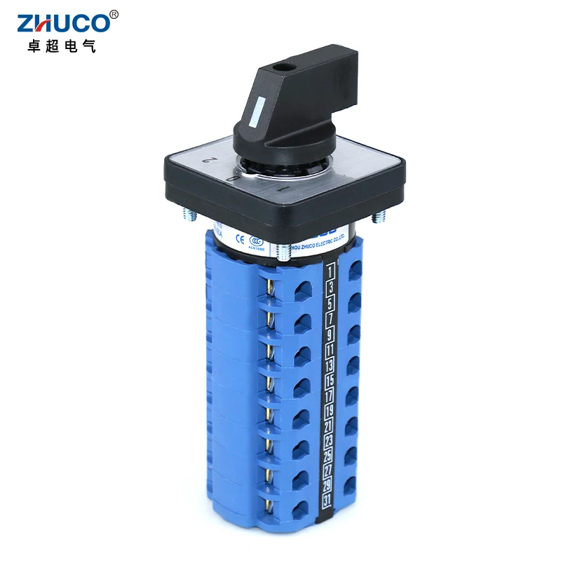 

ZHUCO SZW26/LW26-20 ВКЛ-ВЫКЛ 8-фазный 32-контактный переключатель питания 20 А Rev для универсального поворотного переключателя панели 48/64 мм