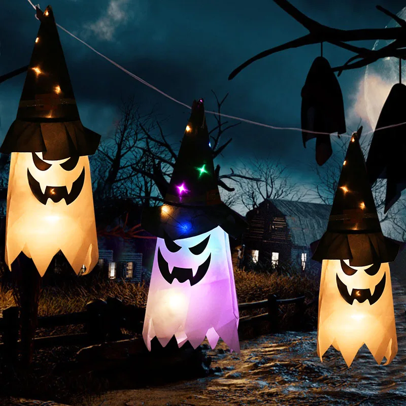 Halloween-Leuchtende Geister-Hängefahnen, Innendekoration, leuchten im Dunkeln, Laterne, Partyzubehör, für Zuhause, draußen, Hof, Anhänger – Detail 4