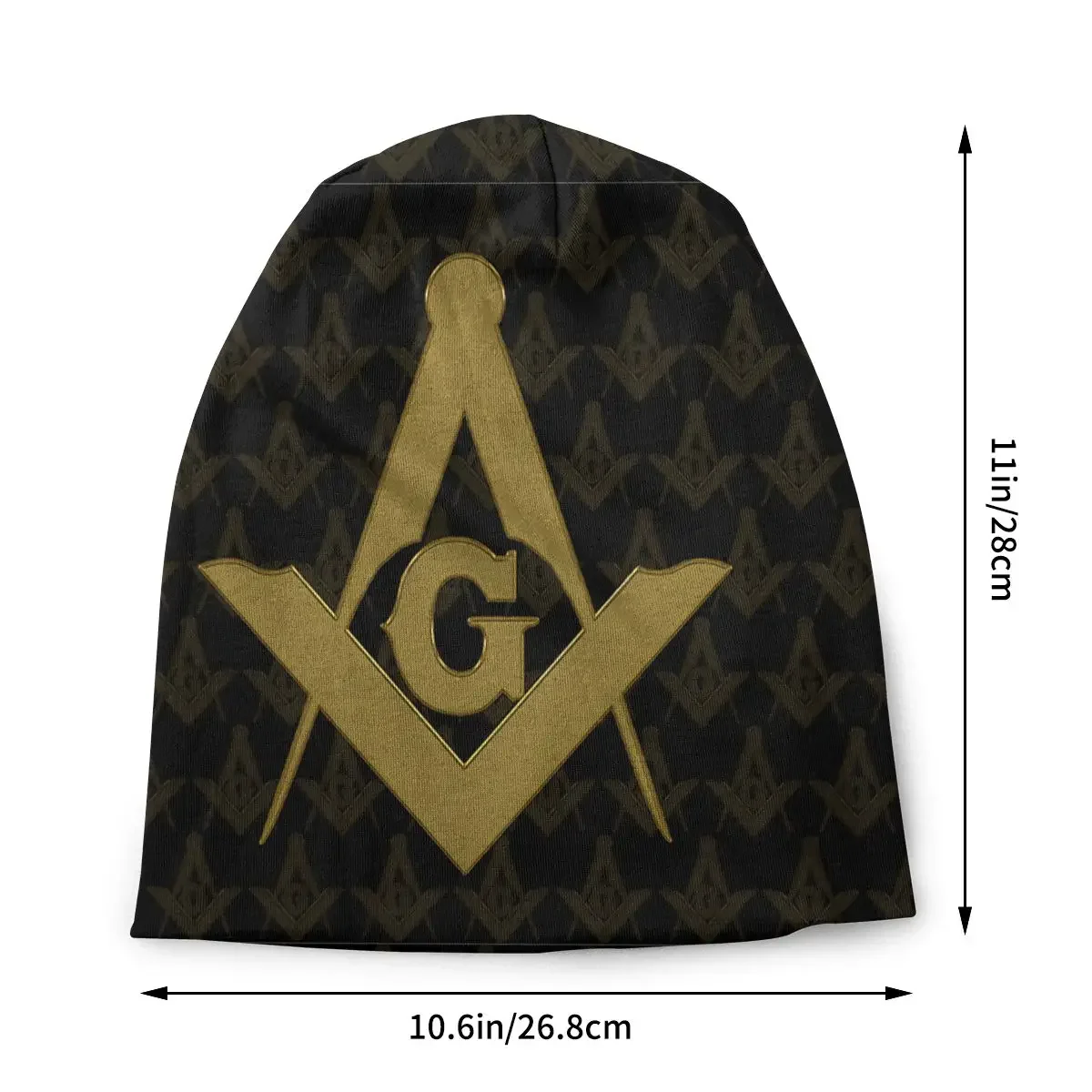 Freemasonry Dark Freemason Gold Square Compass Unisex Bonnet Winter Hiking Double Layer Thin Hats For Men Women