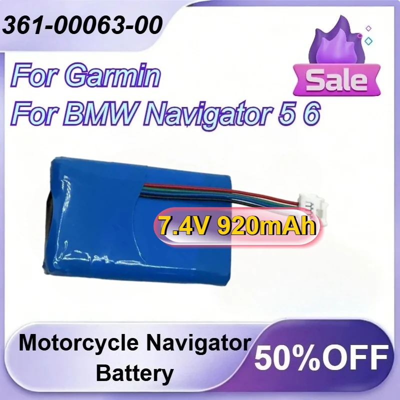 

361-00063-00 7.4V 920mAh Replacement Motorcycle Navigator Battery for Garmin for BMW Navigator 5 6 Battery