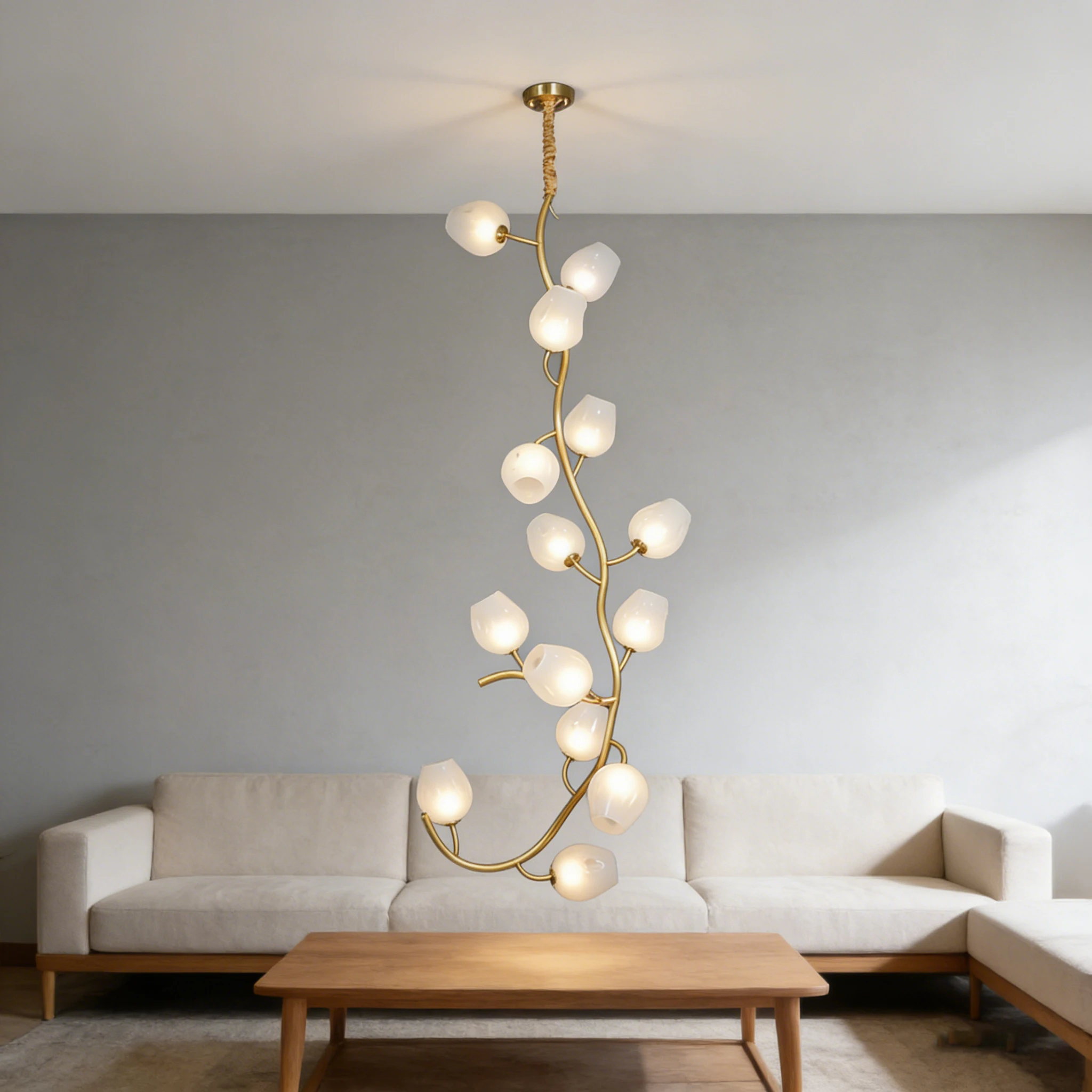 ريفين الذهب إنهاء الزجاج النحاس قابل للتعديل عكس الضوء بريق الفاخرة الشمال طبقة مزدوجة الثريا مصمم 3 تغيير لون للفيلا