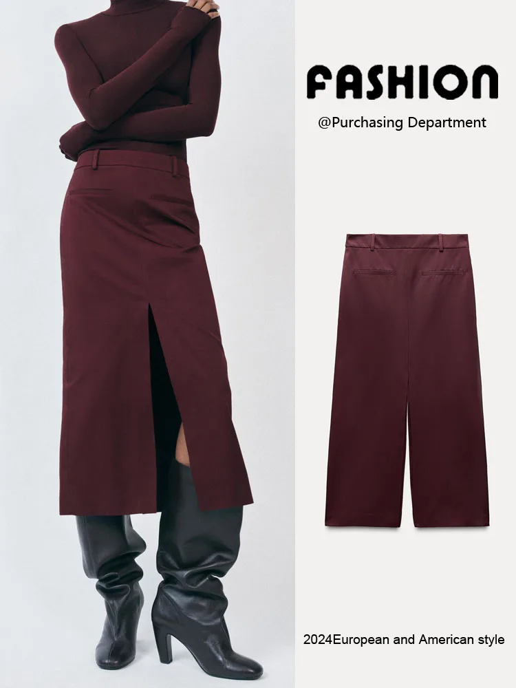 

Spring New Arrival Women's Midi Skirt Slimming High Slit Design Straight Cut f-length Skirt Ele Faionable