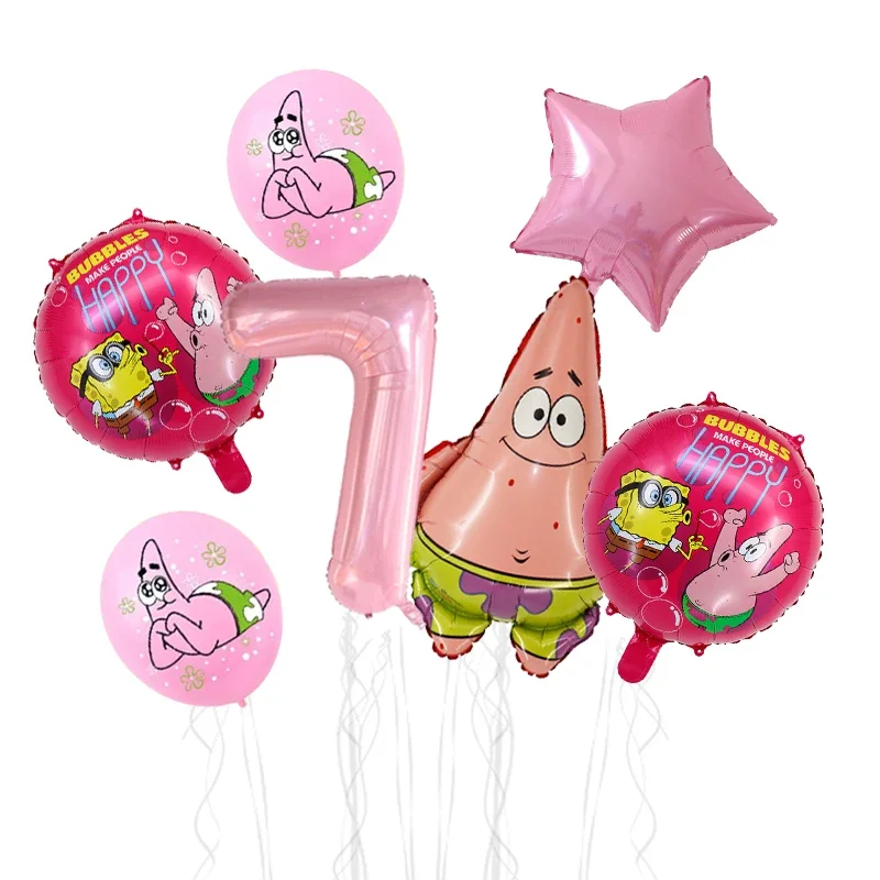 7-teiliges SpongeBob Schwammkopf Ballonset Geburtstagsparty Luftballons Heliumballons Junge Mädchen Babyparty Partyzubehör – Detail 7