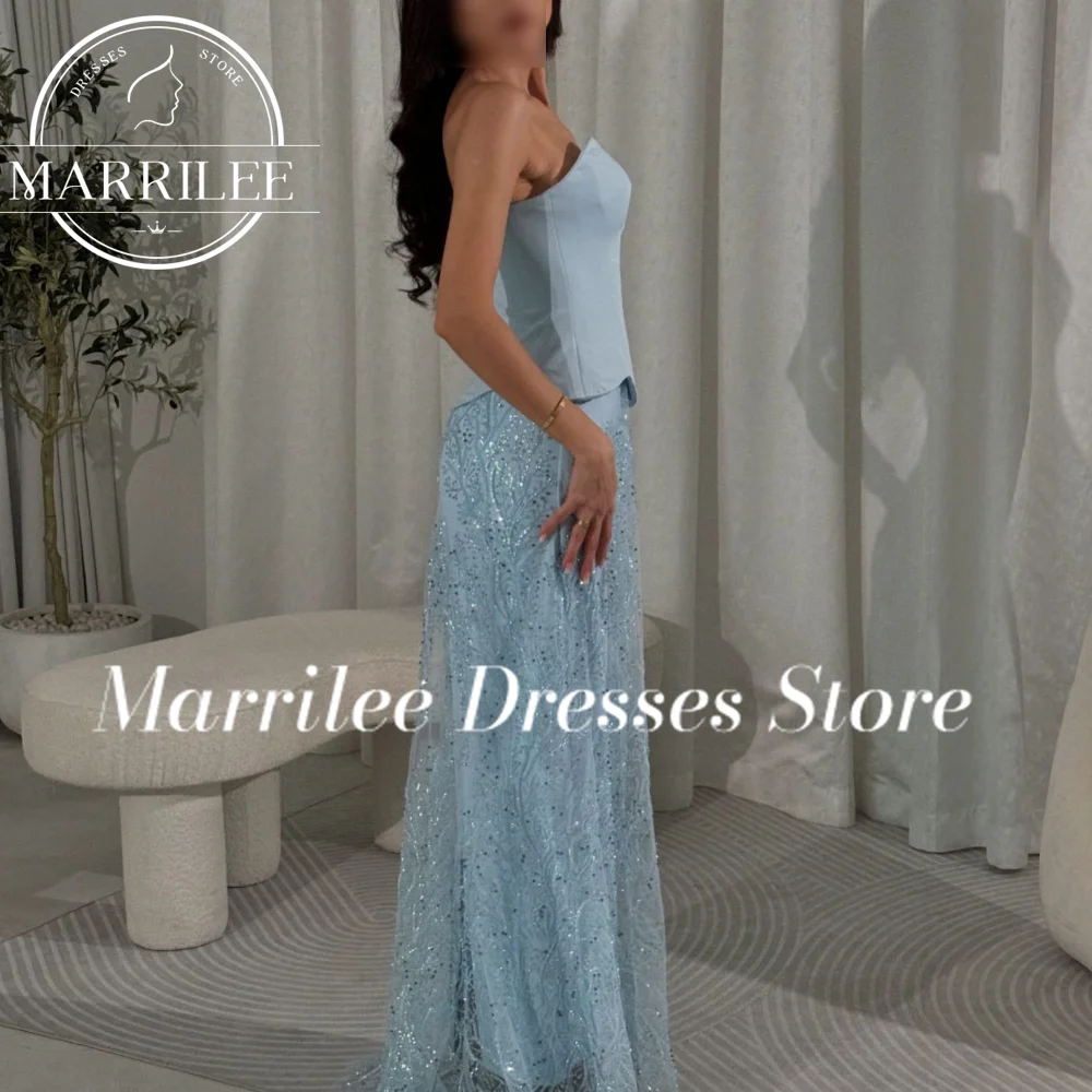 Marrilee Custom Made Sleeveless Sweep Train Floor Length Appliques Zipper Back Straight Elegant Party Evening Dresses Woman