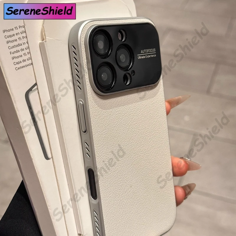 

PU Leather Heat Dissipation Frame Magnetic Case For iPhone 17 Air 16 15 14 Pro Max Lens Protection Shockproof Hard Cover