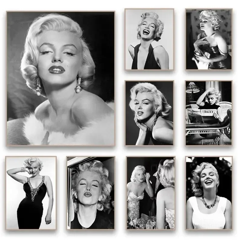 Marilyn Monroe Black and White Canvas Wall Art  Iconic Celebrity Poster for Living Room  Bedroom Decor  Modern Home Decor Painti