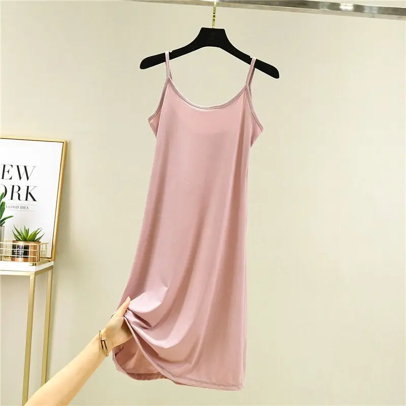 

woman Ice silk camisole skirt nightgown women's summer thin loose home clothes nightgown dress casual long underneath nightgowns