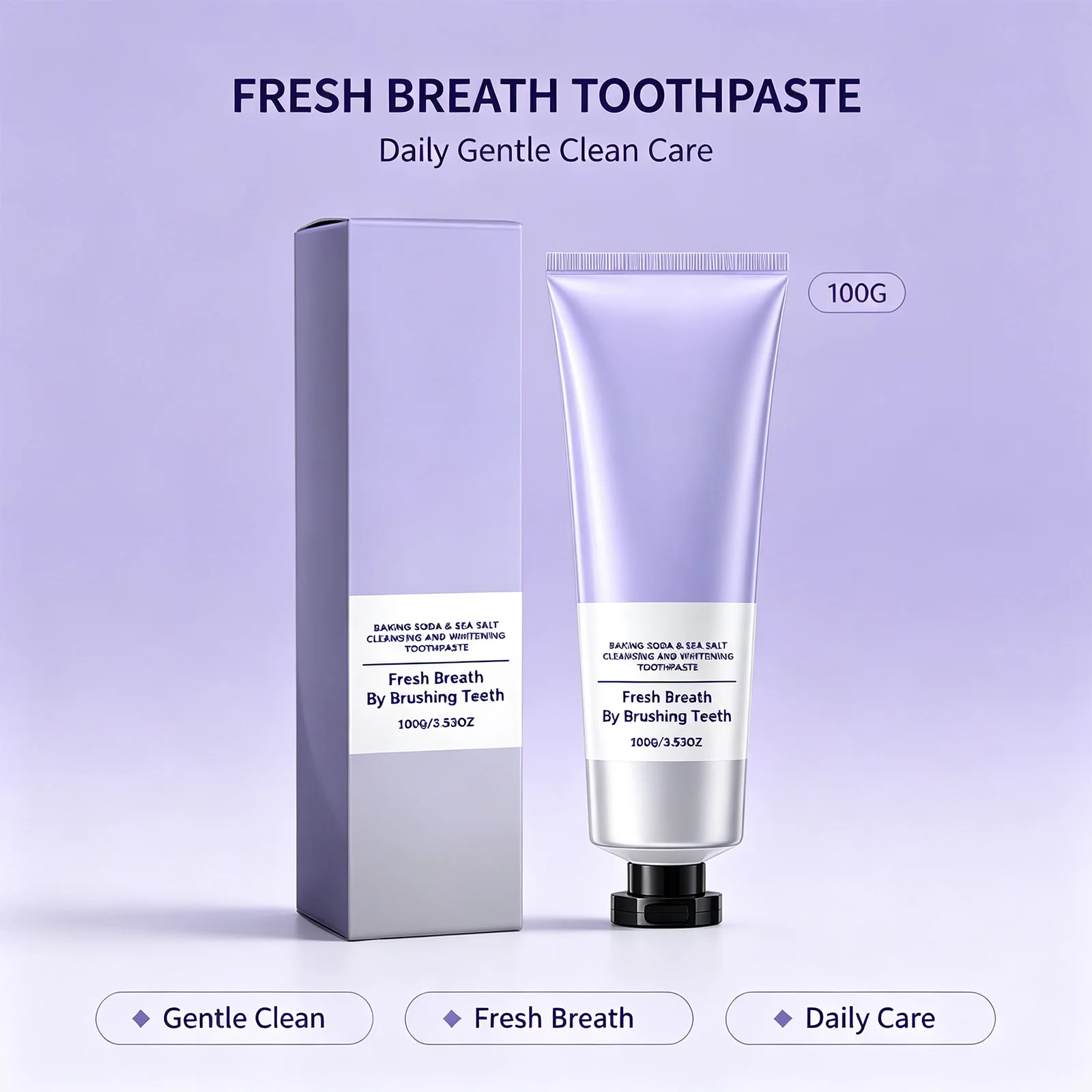 Baking Soda Sea Salt Toothpaste Deep Clean Fresh Breath Help Reduce Surface Stains Look Gentle Brightening Daily Oral Care 100g