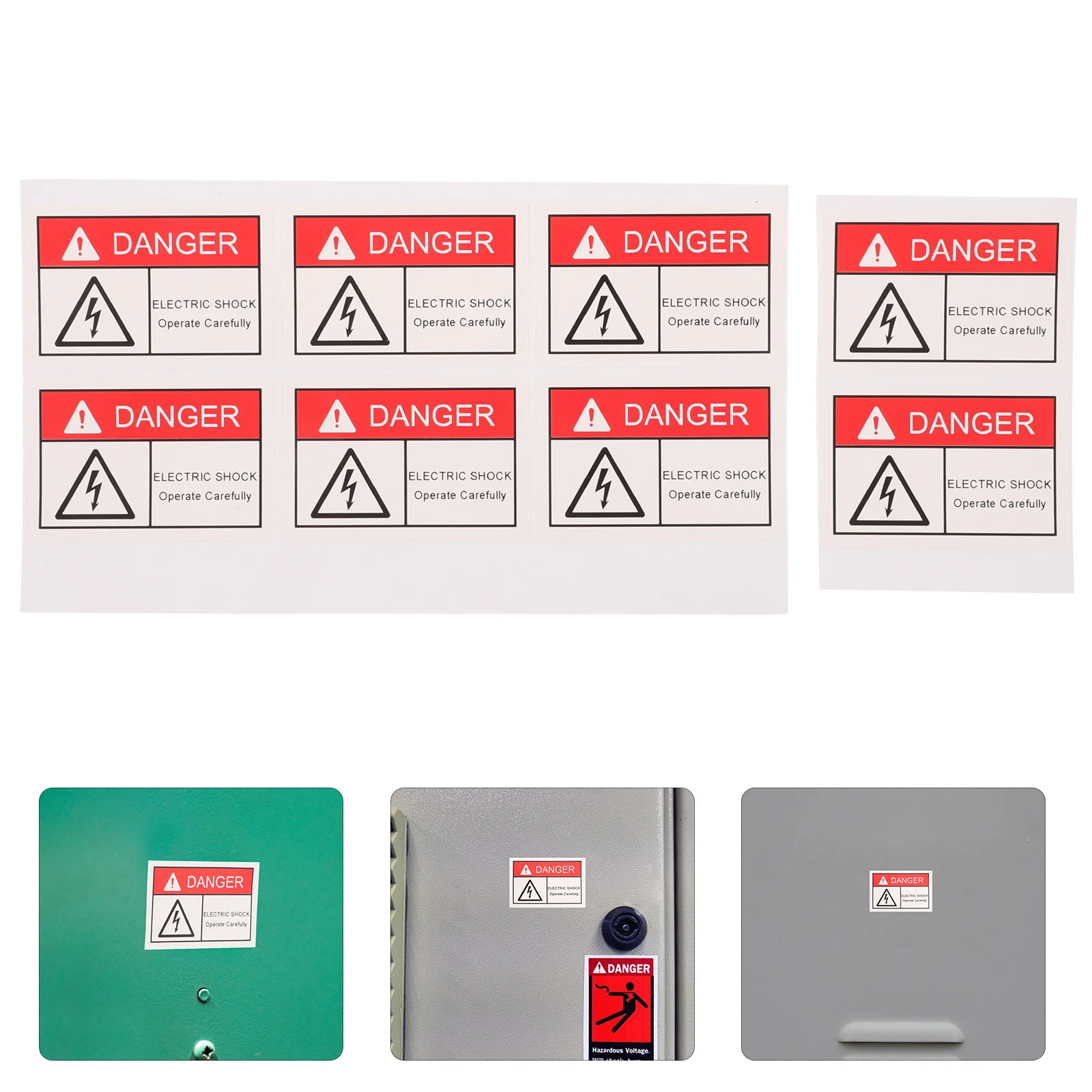 8 pcs Electric Shocks Warning Labels High Voltage Safety Signs Adhesive Stickers For Electrical Panel Caution Decals