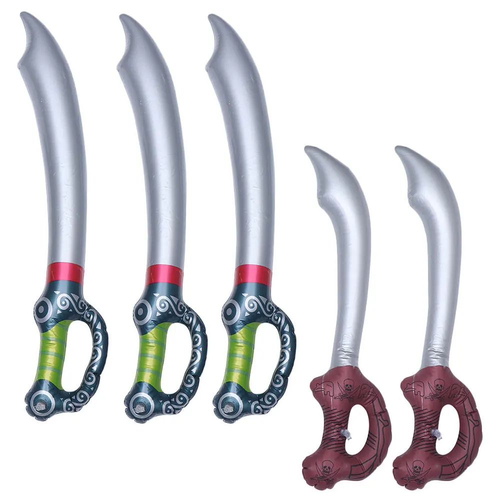 ดาบโจรสลัดเป่าลม 5 ชิ้น วัสดุ PVC คุณภาพสูง สำหรับการแสดงบนเวที ตกแต่งเทศกาลฮาโลวีน และการเล่นบทบาทสมมติสำหรับเด็ก