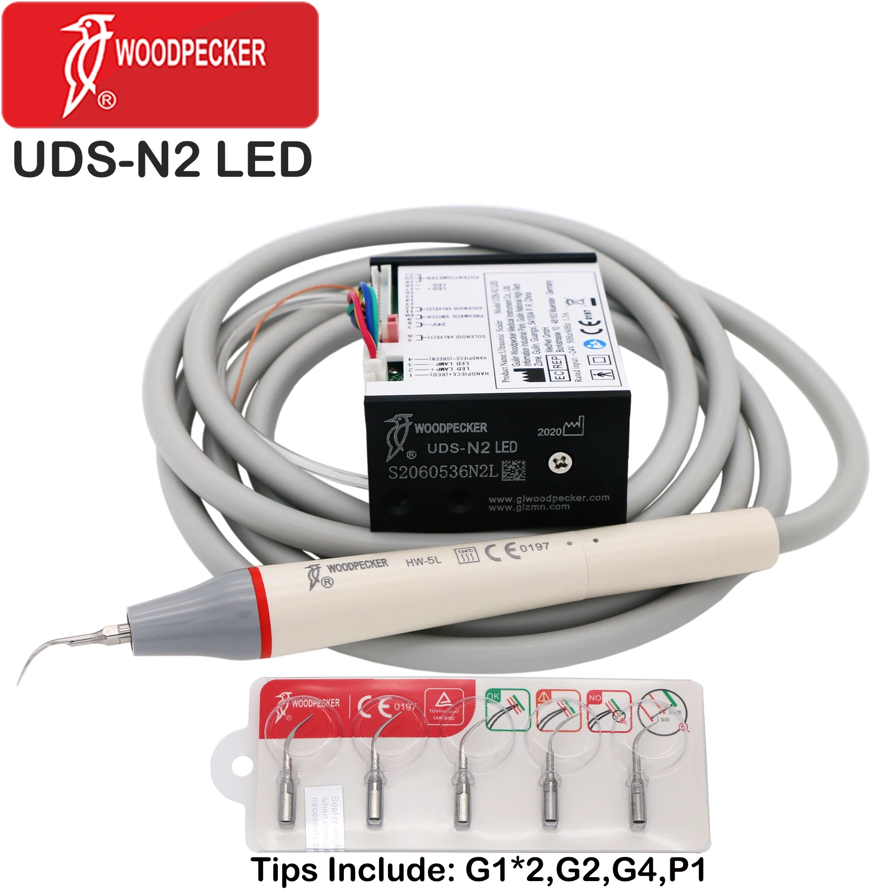 Woodpecker Dental Ultrasonic Piezo Scaler Built-in LED Handpiece UDS-N2/3 Kit Autoclavable