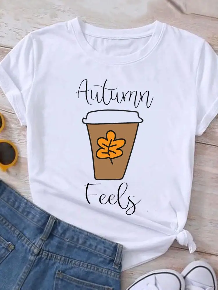 

T-shirt Print Clothes Fall Autumn T Shirt Women Halloween Pumpkin Spice Season Thanksgiving Female Graphic Top Clothing Tee