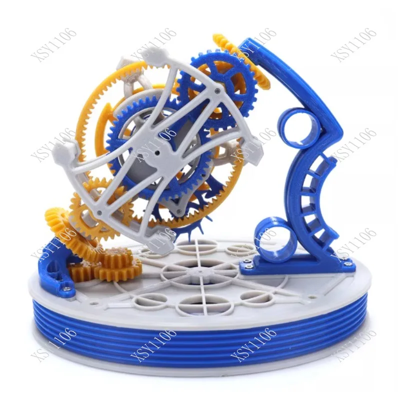 

3D Printed Two-Axis Tourbillon Mechanical Gear Ornament Metal Clockwork Tabletop Decor