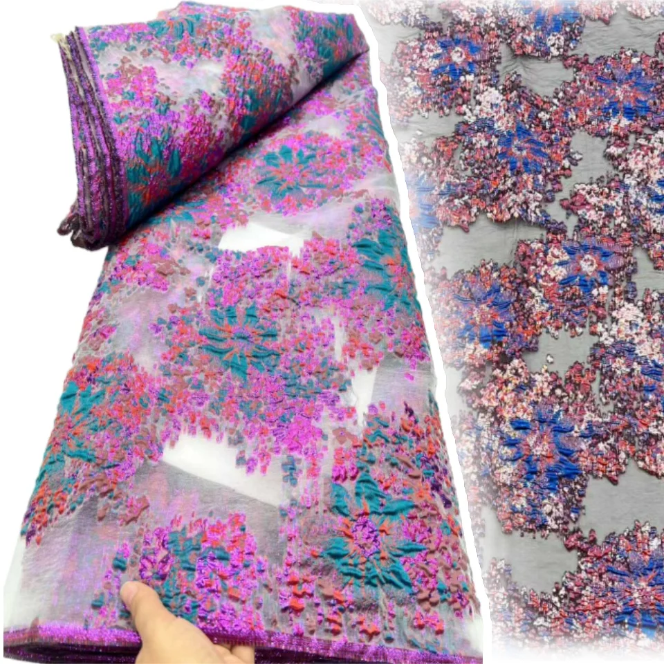 

Африканское жаккардовое кружево 2026 года, 5 ярдов, высококачественная французская нигерийская вышивка для свадебных и праздничных платьев, артикул 2564