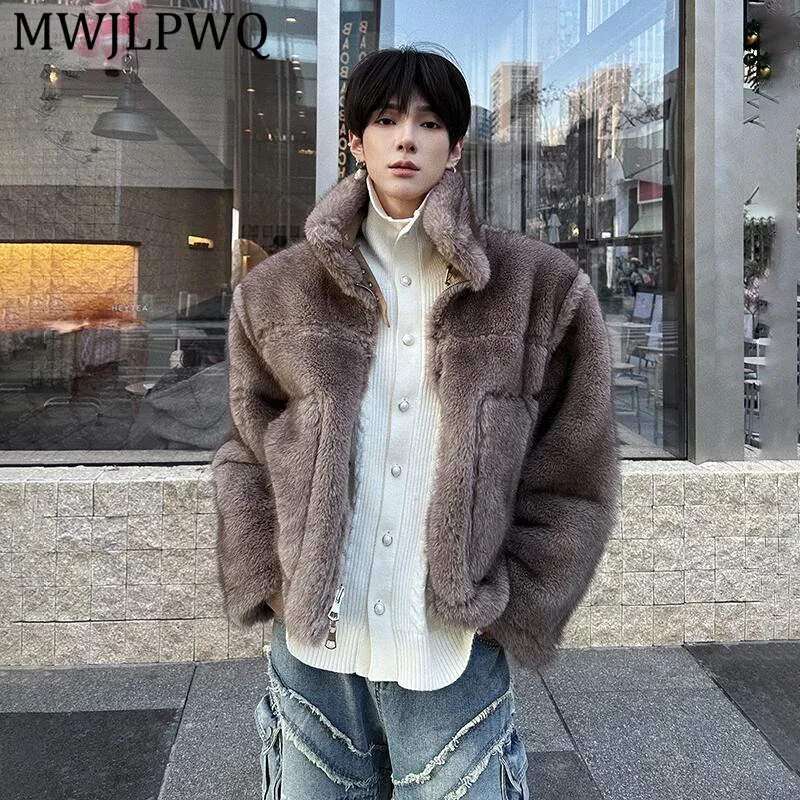 

MWJLPWQ Trendy Reversible Fur Cotton Jacket For Men Lazy Style Lapel Long Sleeve Fashionable Coat 2026 Spring Winter New 13467