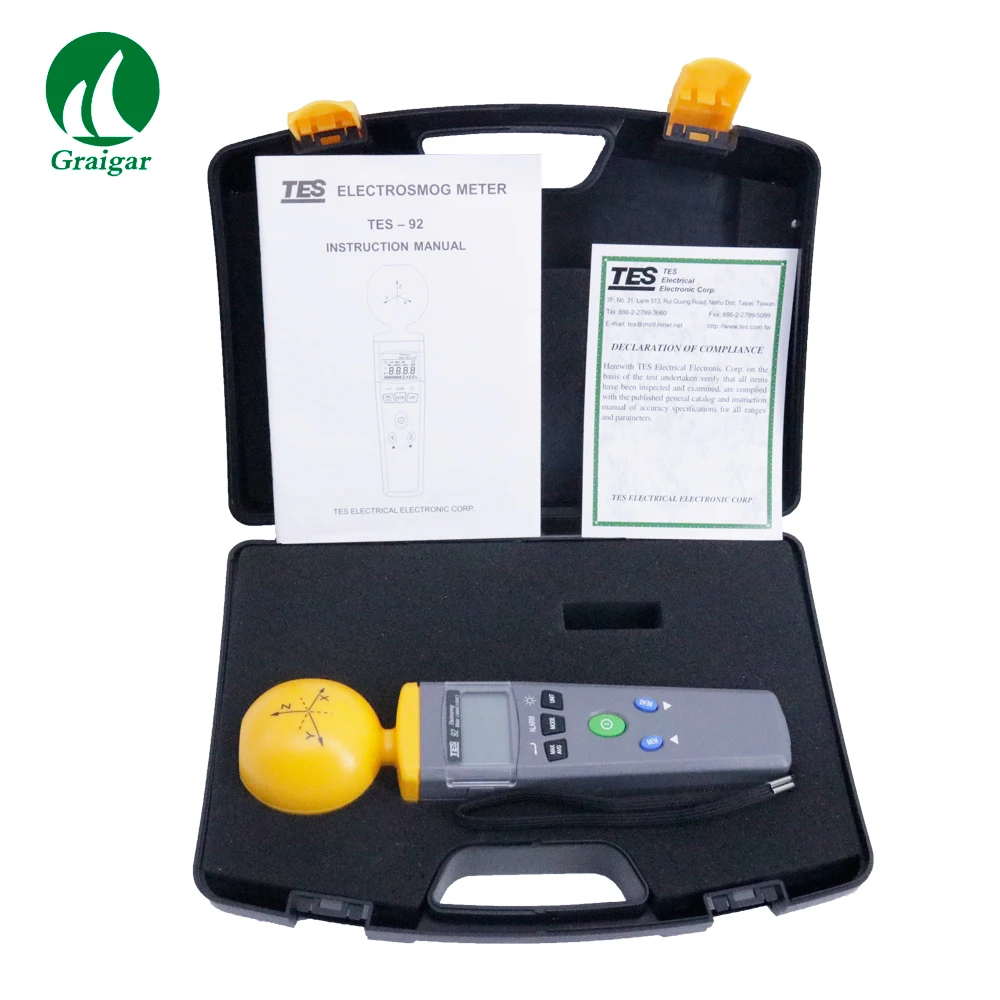 Free Shipping  TES-92 EMF Meter Triaxial Data Logger the Electromagnetic Radiation Detector TES92