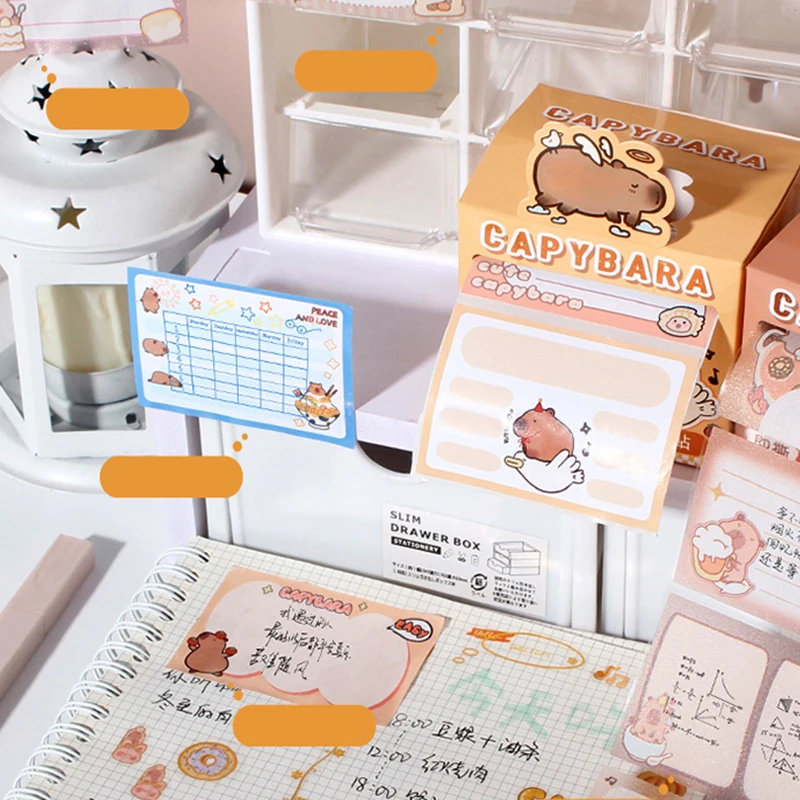 40 Sheets/Bag Cute Capybara Pull Tab Notes for DIY Scrapbooking, Meeting Memo, Schedule Reminder, File Management, Study Office