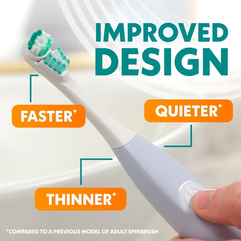 فرشاة أسنان كهربائية تعمل بالبطارية للبالغين، شعيرات متوسطة قابلة لإعادة الشحن، مؤشر ملون، تبييض أسرع، هادئة