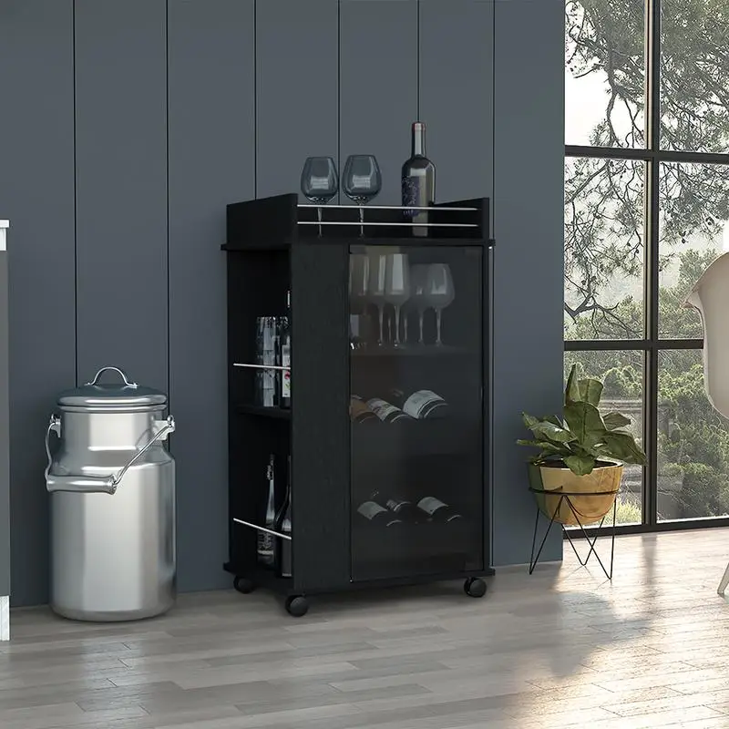 عربة بار بالتيمور مع أبواب زجاجية وأرفف جانبية مزدوجة #1