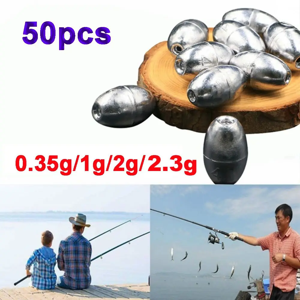 

50PCS Olive Weight Split Shot Oval Shaped Lead Sinker Angling Gear Sinkers Fishing Beads