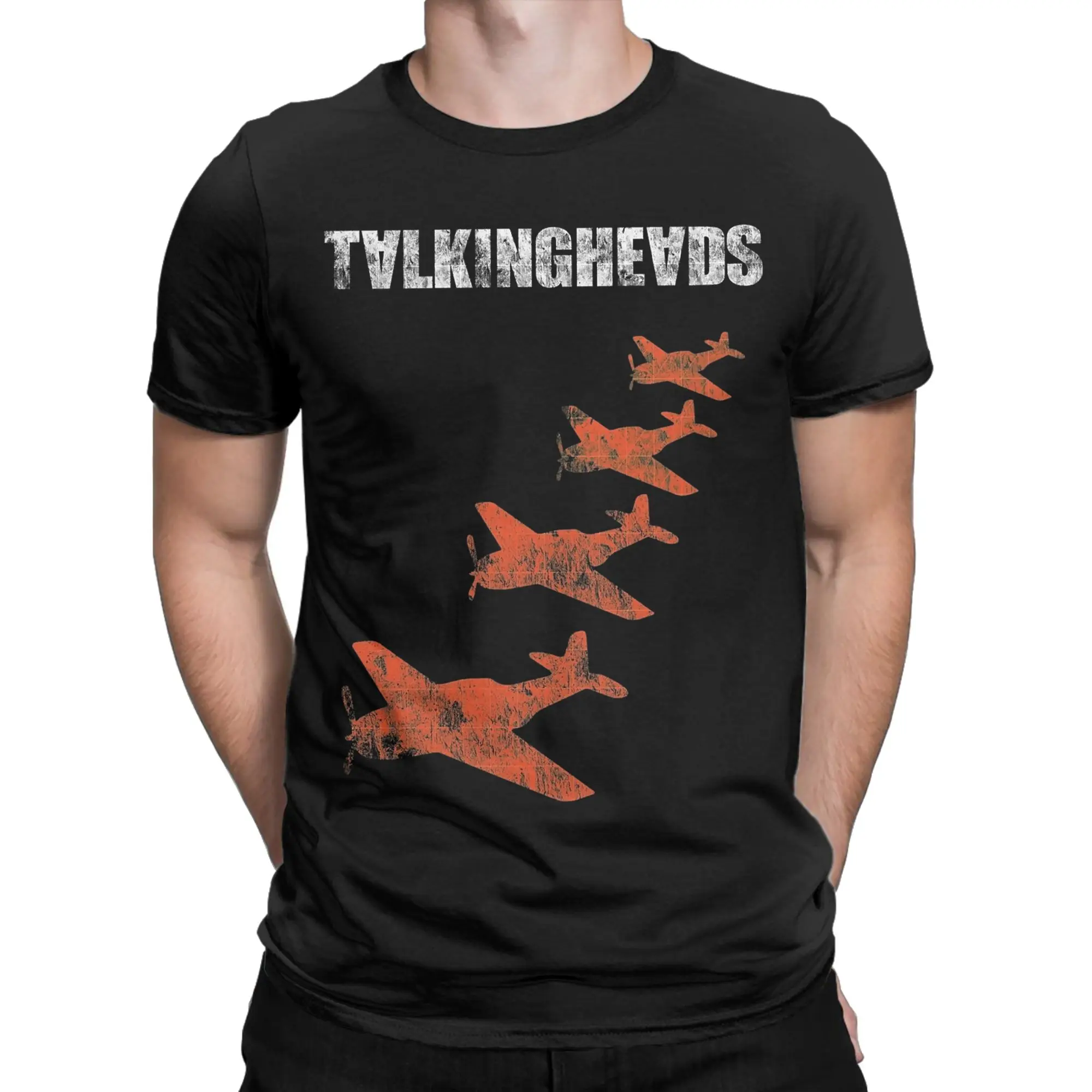 Talking Heads Planes T Shirts for Men Pure Cotton Humor T-Shirts Round Collar  Tees Short Sleeve Tops Gift Idea
