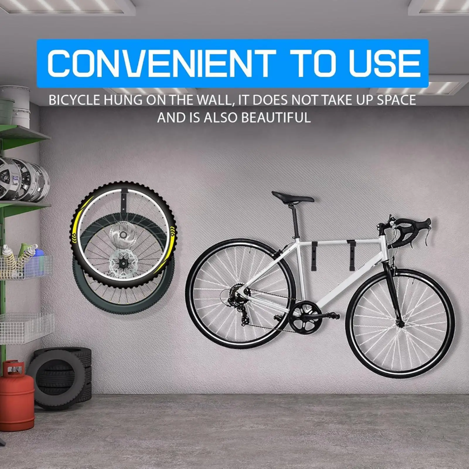 Bike Tire Wall Holder 2 Pieces Heavy Duty Steel Stand Bike Spare Tire Organizer For Bicycle Lovers Home Indoor Garage Basement