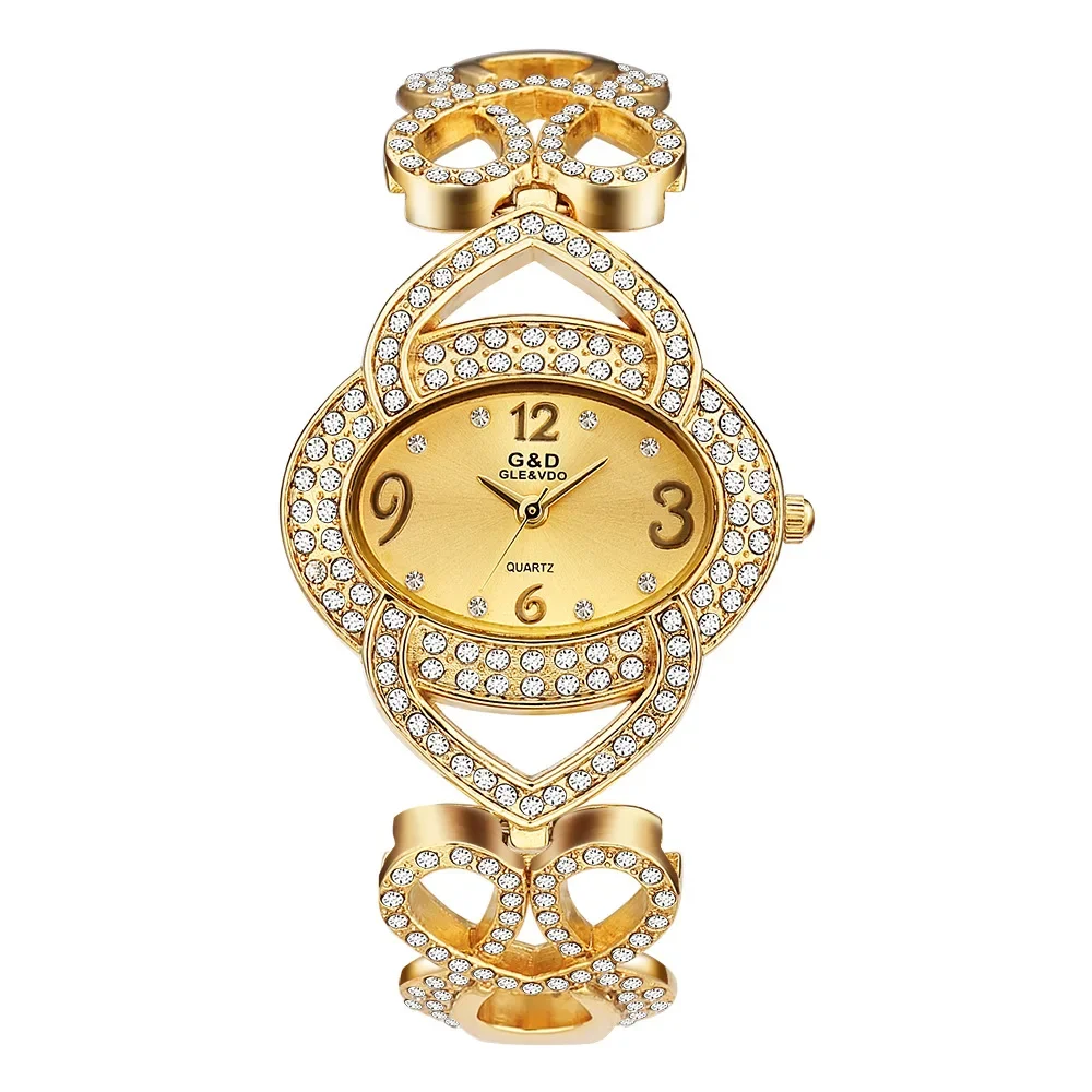 Relojes de pulsera para mujer y niña, reloj de pulsera de cuarzo con esfera blanca dorada y plateada, Orologio con incrustaciones de diamantes, reloj de pulsera ovalado para mujer, nuevo reloj de lujo