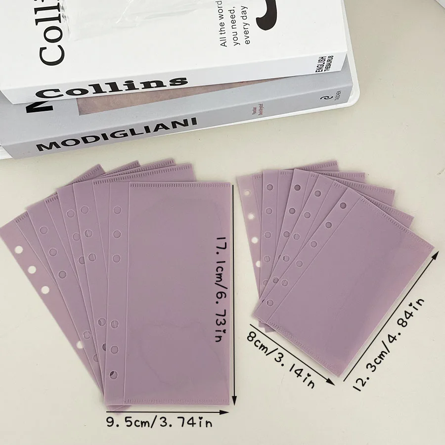 5pcs A6/A7 Binder Devider Bags, Left Opening Index Pages, Tickets/Money/Banknotes Holder Bags, Waterproof PP Organizer Bags