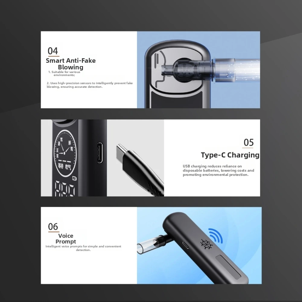 Compact Breathalyzer for Personal Use with HD Screen and Enhanced Moisture Filtration Technology 10.8x3.2x1.8cm