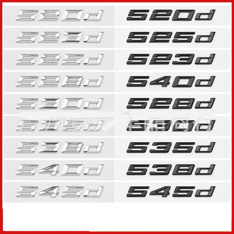 New Font Numbers Letters 520d 523d 525d 530d 535d 540d 550d GT Top ABS Emblem for 5 Series Car Trunk Nameplate Logo Sticker