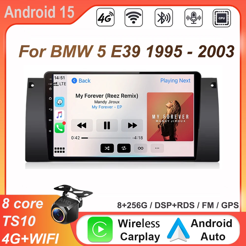 Car radio For BMW 5 E39 1995 1996 1997- 2003 E53 X5 M5 Carplay Android 15 Auto Video Head Unit Stereo Multimedia Player 2Din DVD