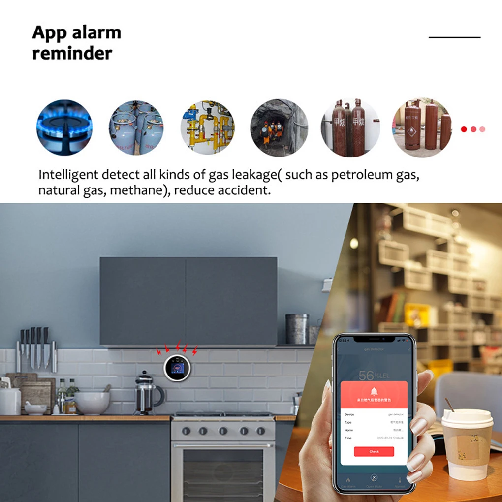 스마트 공기 누출 감지기 정확한 알림 푸시 알람 센서