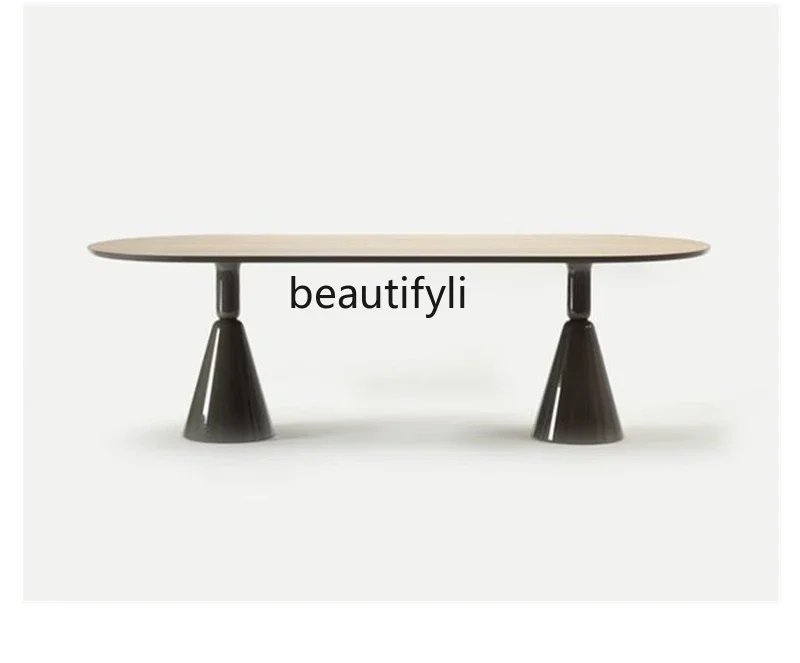 FGTavolo da Pranzo e sedie in legno masello شخصية Creativa tavolo lungo ovale scrivania simples tronco di legno