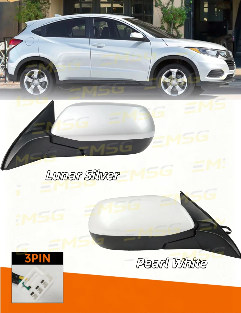 3PIN Rearview Mirror Assembly For Honda HR‑V HRV 2017 2018 2019 2020 2021 2022 US Spec Car Accessories Power Adjust Multi‑spec