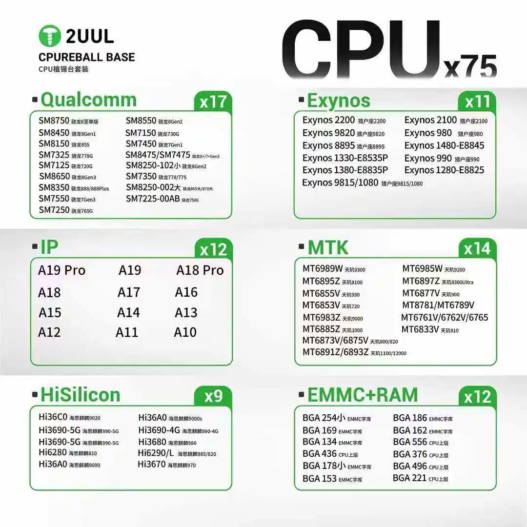 2UUL BH17 NAND Reball Base Qualcomm Hisilicon for iPhone Android EMMC Double-sided Magnetic Hard Drive Reballing Stand