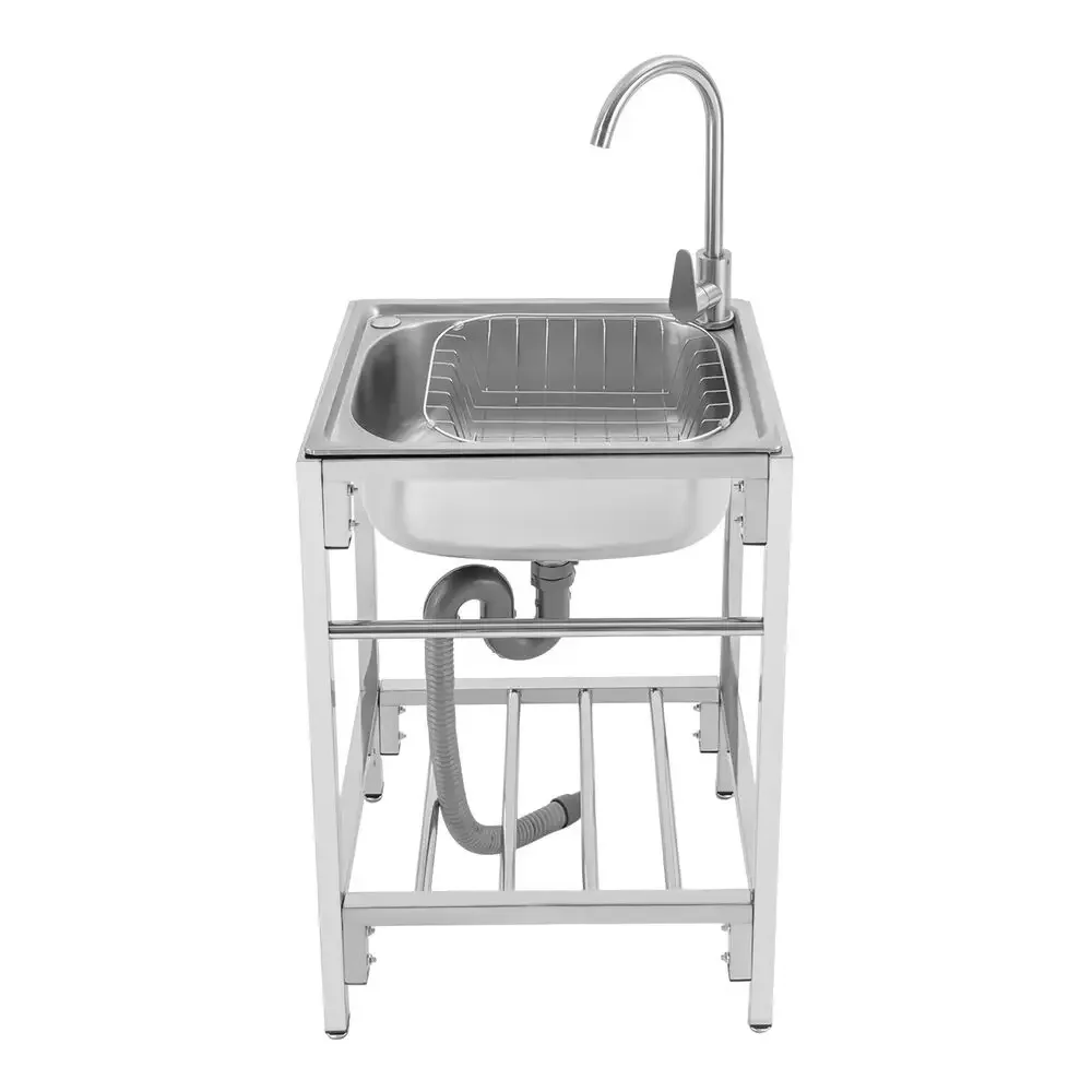 

Раковина для приготовления одной раковины из нержавеющей стали с краном и сливной доской — идеально подходит для кухни и стирки