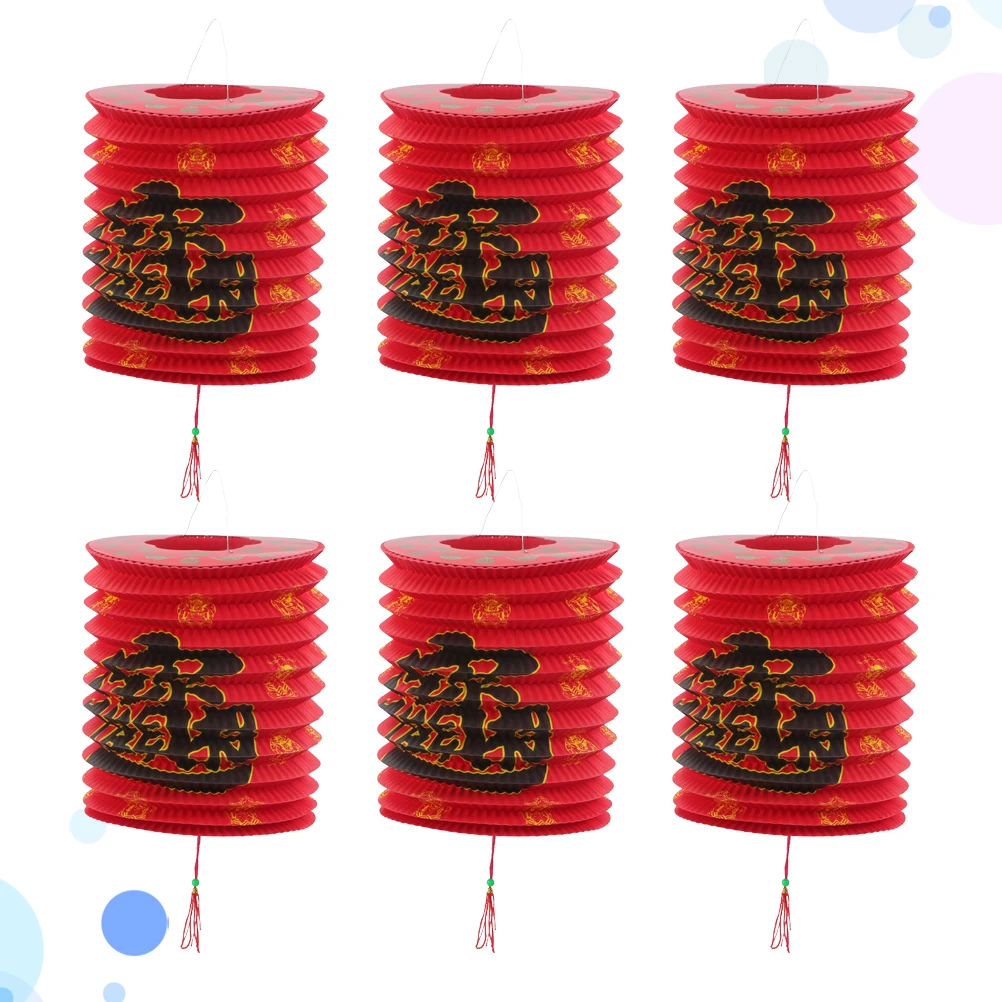 

6pcs Red Chinese Paper Lanterns Foldable Decorative Hanging Party Supplies Ideal for Weddings Birthdays Celebrations