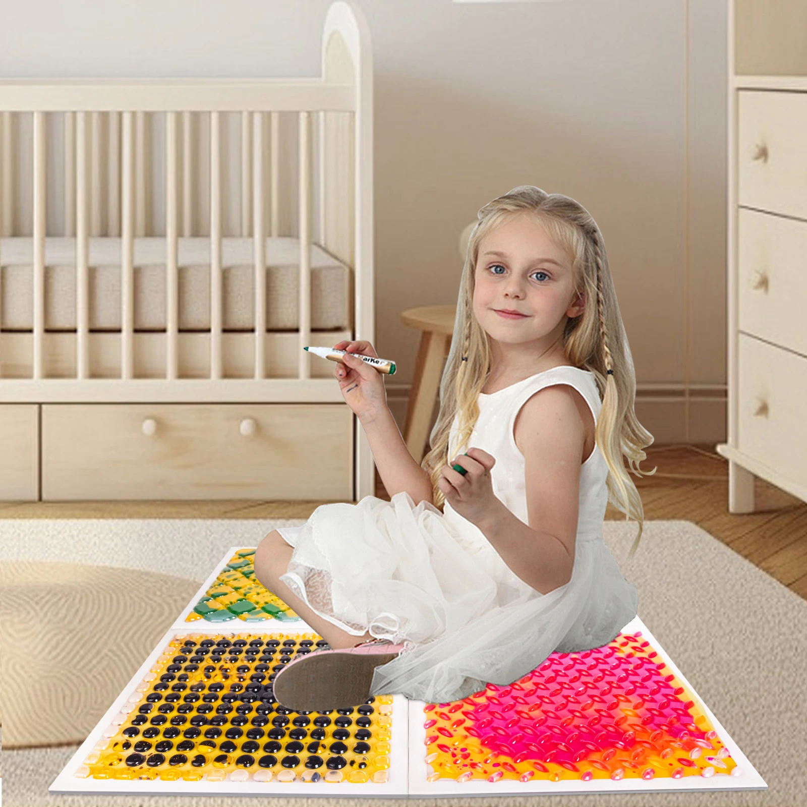 

Creative Fun Durable Flor Sensory Tiles Home Colorful Sensory Tiles Colored Sensory Tiles Color Sensory Squares 4pcs
