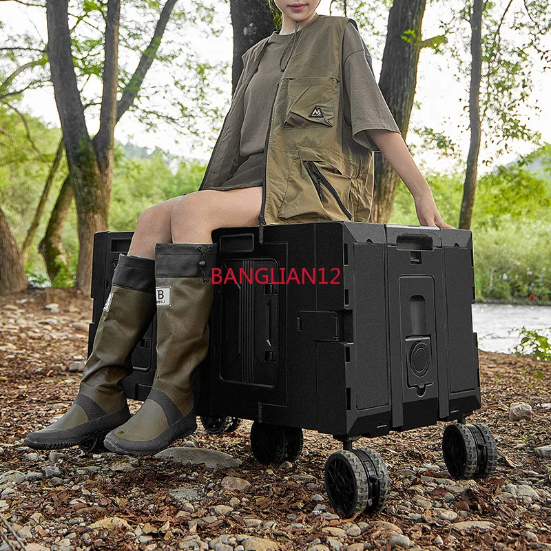 

Double door camper, foldable picnic storage box, outdoor camping trolley