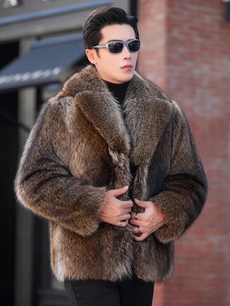 

Luxury Brand Fur Coats Men Winter Mink Coat Warm Thick Faux Fur Jacket Men's Clothing Overcoat Singer Stage Costumes JJ995