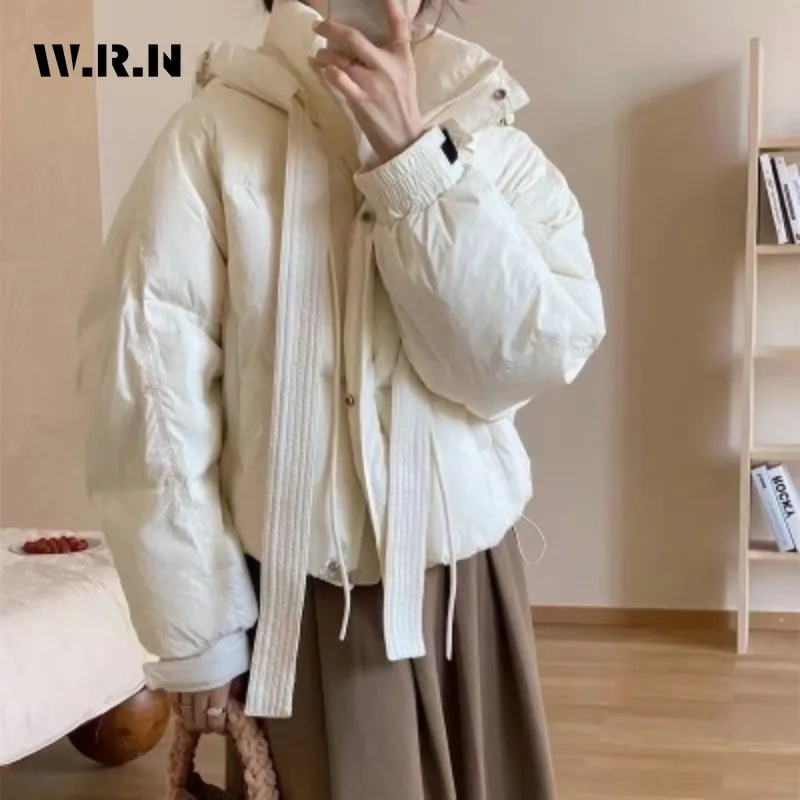 Women Casual Sweet Long Sleeve Zipper Parkas 2023 Autumn Winter Hooded Oversized Outerwear Jacket Fashion Warm Solid Color Coat