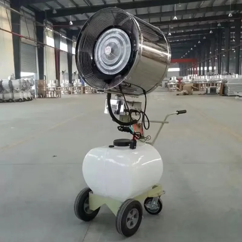 Stainless Steel Material Tank Type Movable Atomizing Spray Cooling Dust  Disinfection Fan